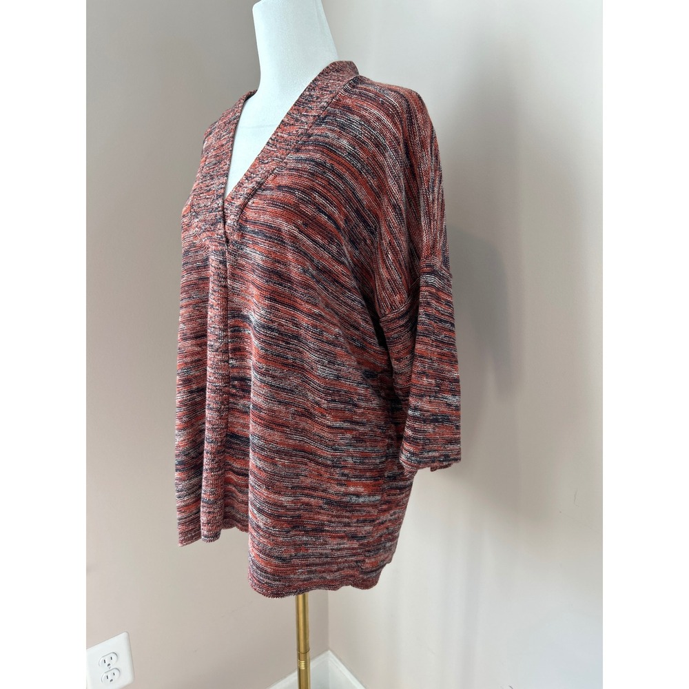 J.Jill Pure Jill Space Dye V-neck Boxy Oversized Sweater Top Navy Blue Small - Picture 3 of 7